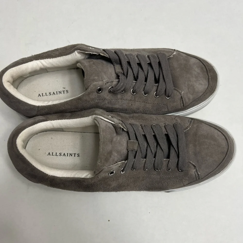 All Saints Trish Taupe Suede Platform Sneakers